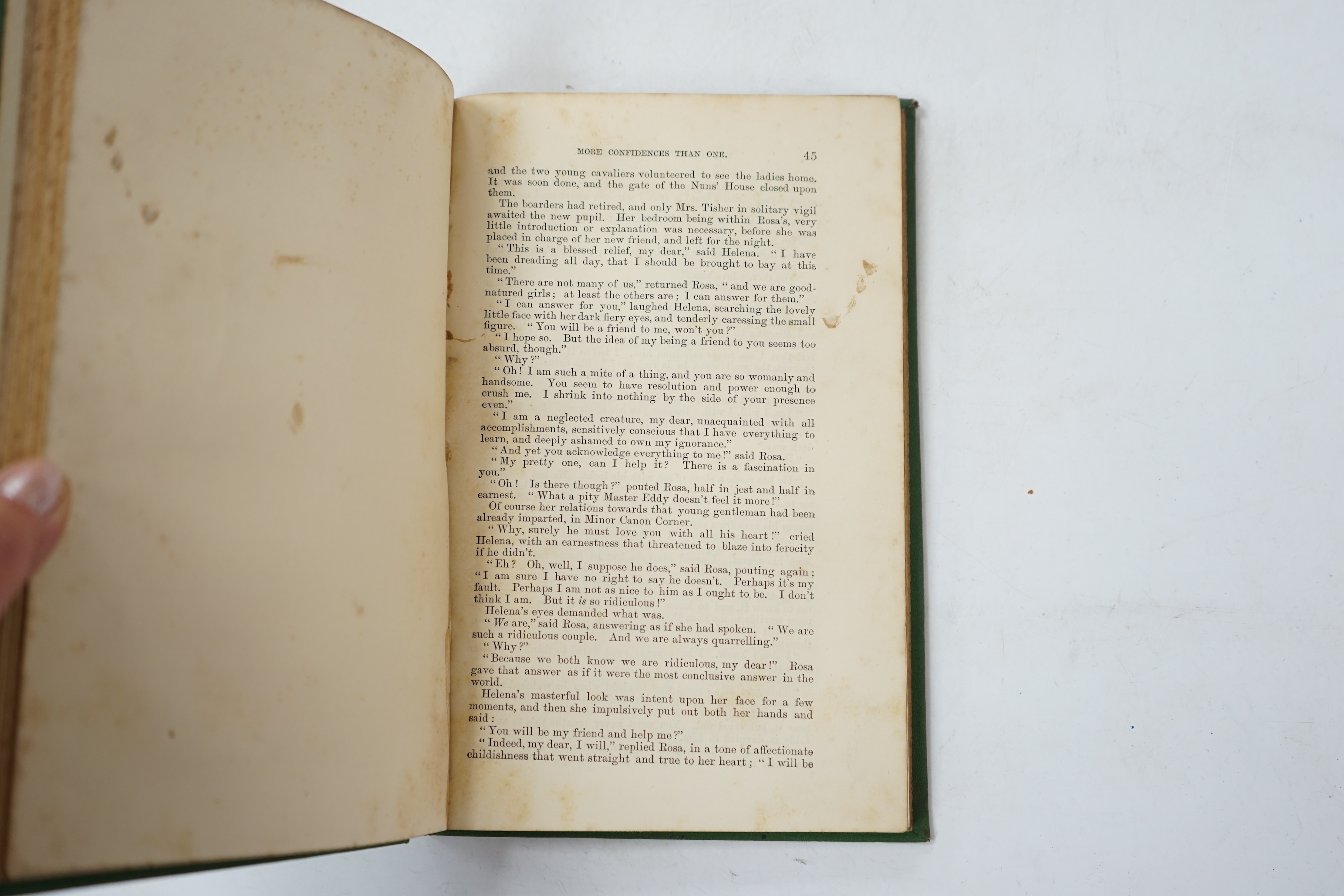Dickens, Charles - The Mystery of Edwin Drood. 1st edition. engraved pictorial and printed titles, portrait frontis. and 12 plates (by S.L. Fildes), advert. leaf at end; near contemp. gilt decorated green cloth. 1870